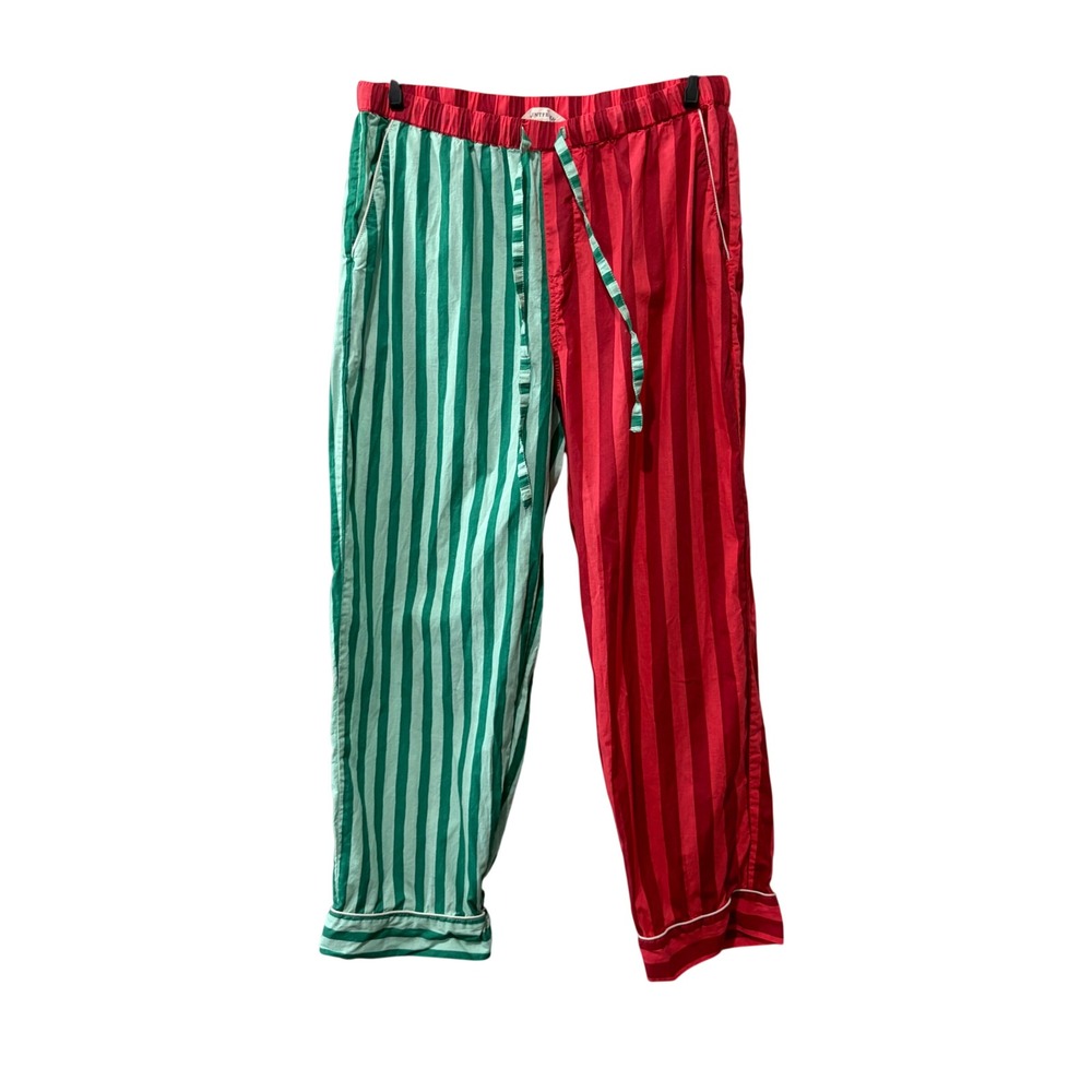 Printfresh Pajama Set Womens Small Red Green Holiday Striped Organic Cotton - Picture 4 of 16